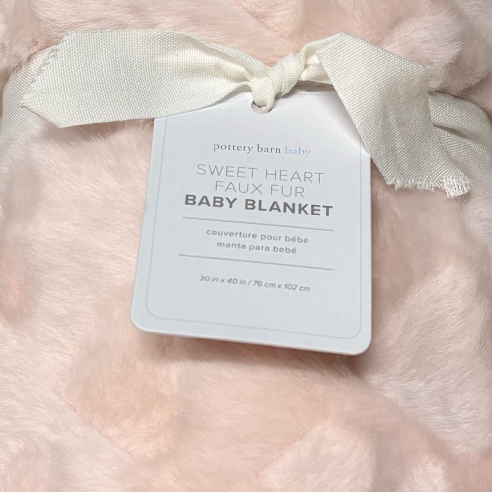 Pottery Barn Sweetheart Faux Fur Baby Blanket NWT